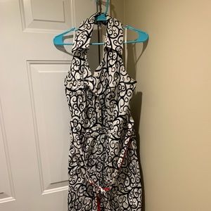 Halter white dress with black swirls